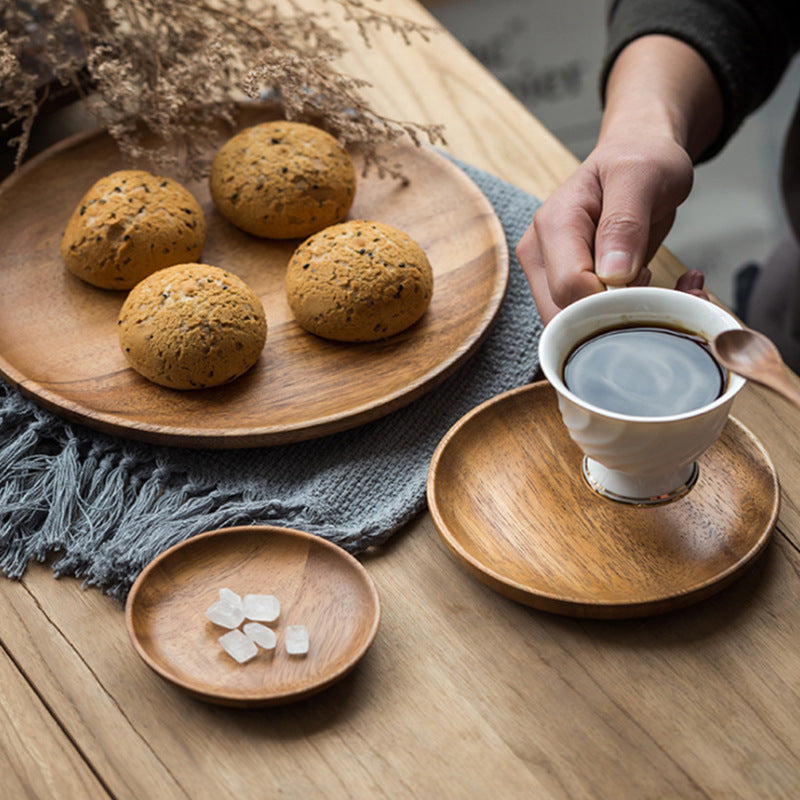 Walnut Japanese Round Tableware Wood Dish