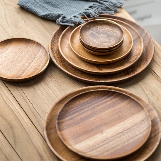 Walnut Japanese Round Tableware Wood Dish