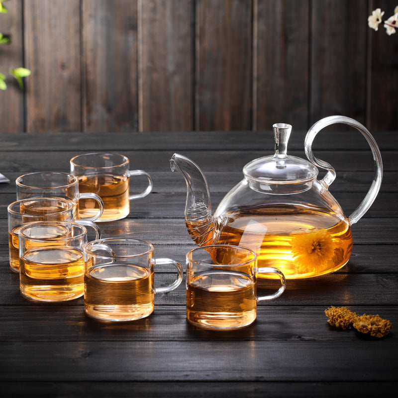 Tea Making Device Flower Pot Filter Set Of Glass Tea Set