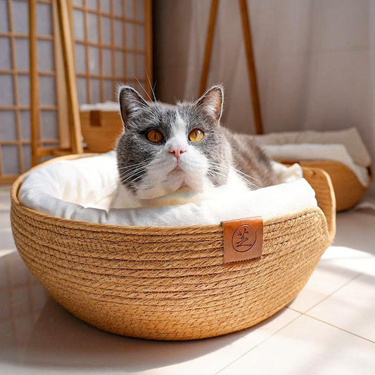 Surrounding Pillow Type Rattan Cat Litter Hanging Basket Cat Bed Four Seasons