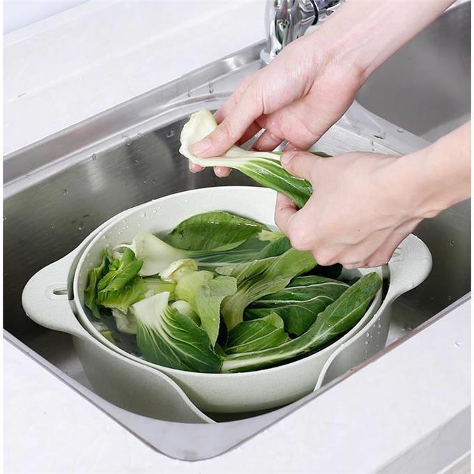 Double thickening drain basket washing basket kitchen drain basin creative fruit bowl