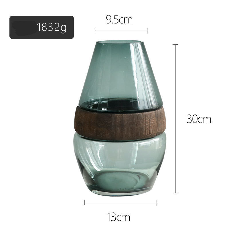 Log Solid Wood Transparent Glass Vase