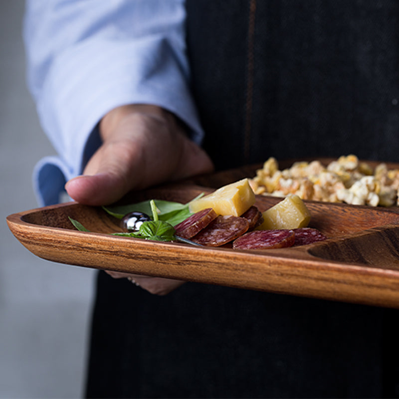 Wood split breakfast plate