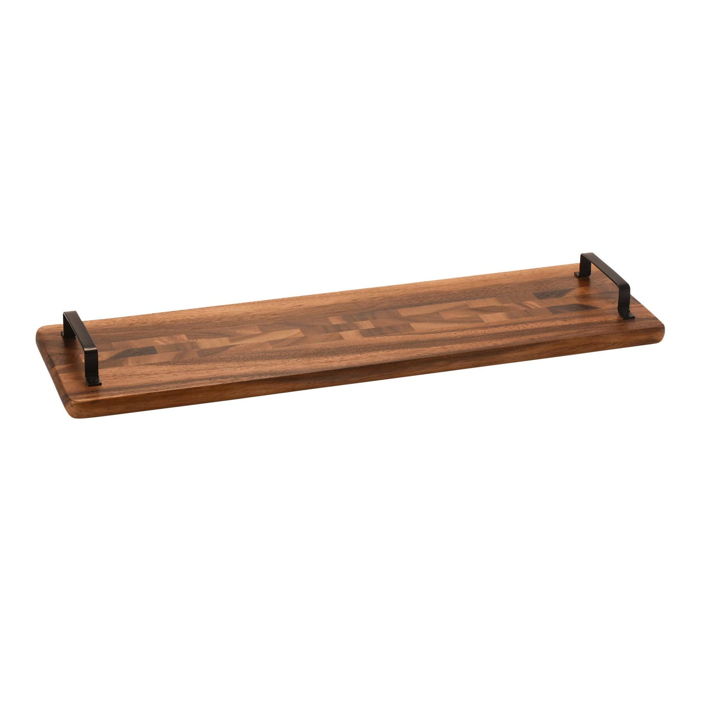 Wood Tray w/ Metal Handle - Long