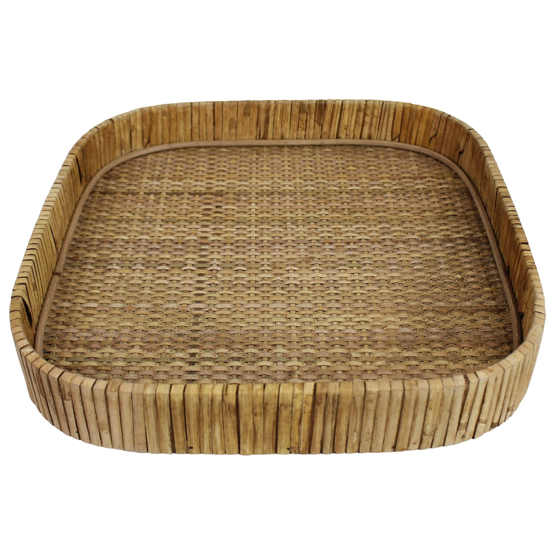 Natural Square Braided Rattan Serving Tray