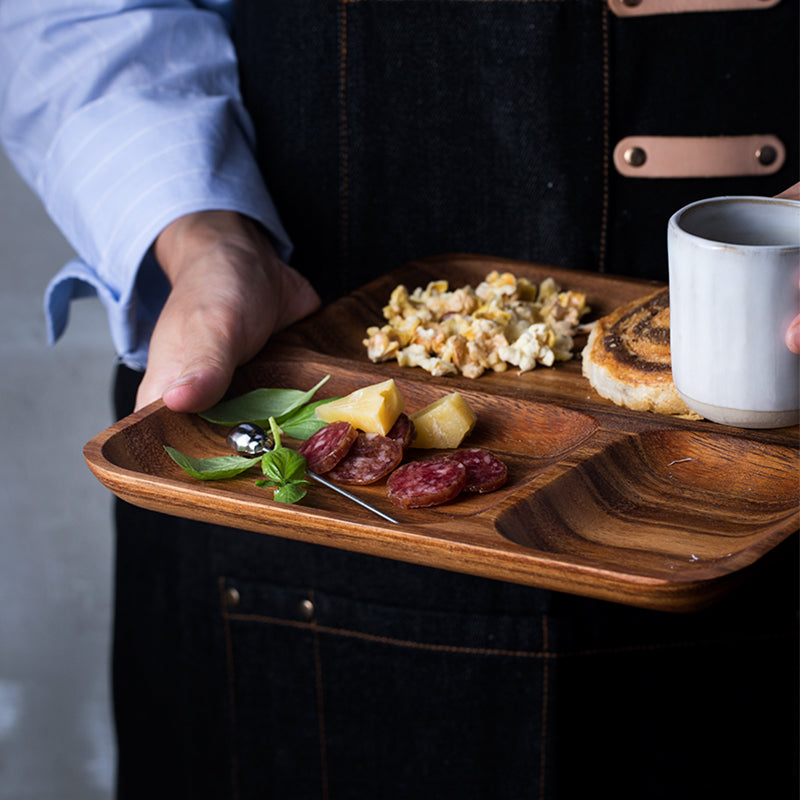 Wood split breakfast plate