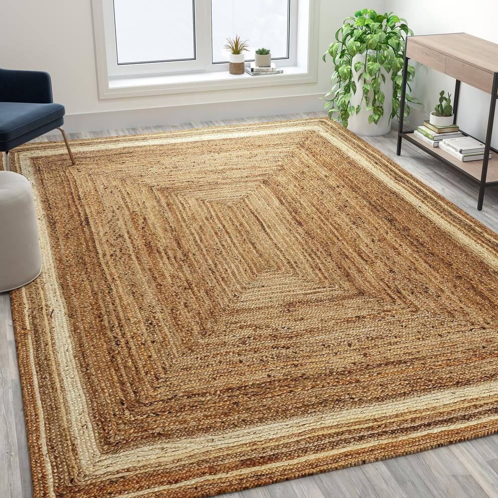 Natural Fiber Jute Area Rug 8' x 10' - Braided Jute Rug - Natural Area Rugs