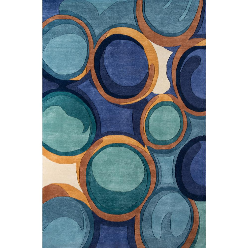 Contemporary Runner Area Rug, Blue, 2'6" X 8' Runner