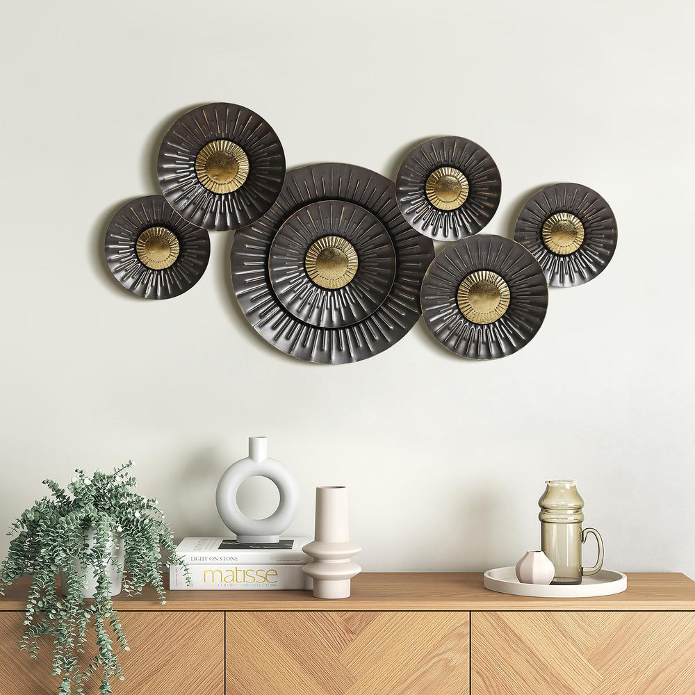 41.3" W Brown and Gold Metal Abstract Flower Wall Decor