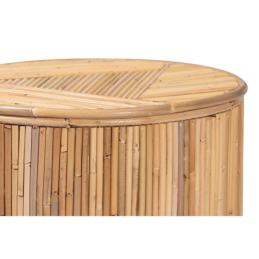 Milagra Modern Bohemian Natural Rattan End Table