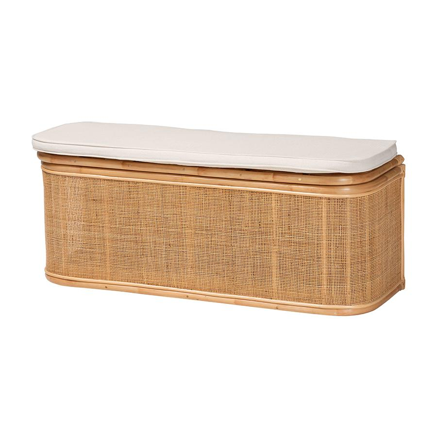 Ishana Bohemian Natural Rattan Storage Bench