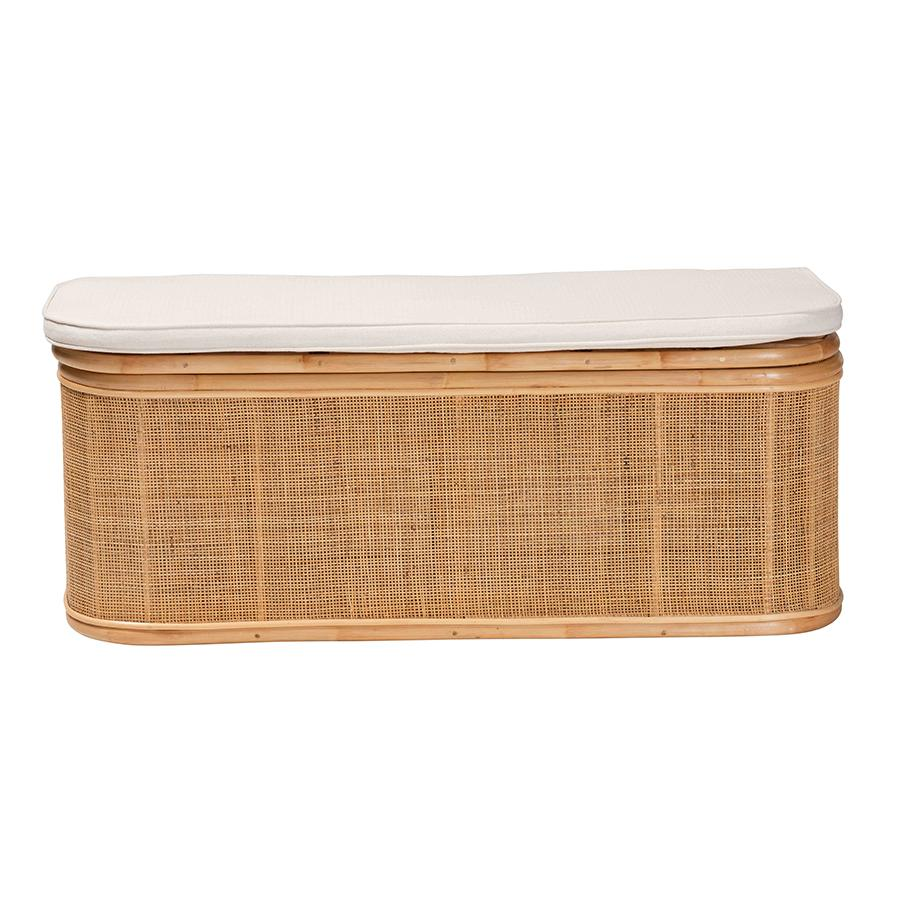 Ishana Bohemian Natural Rattan Storage Bench