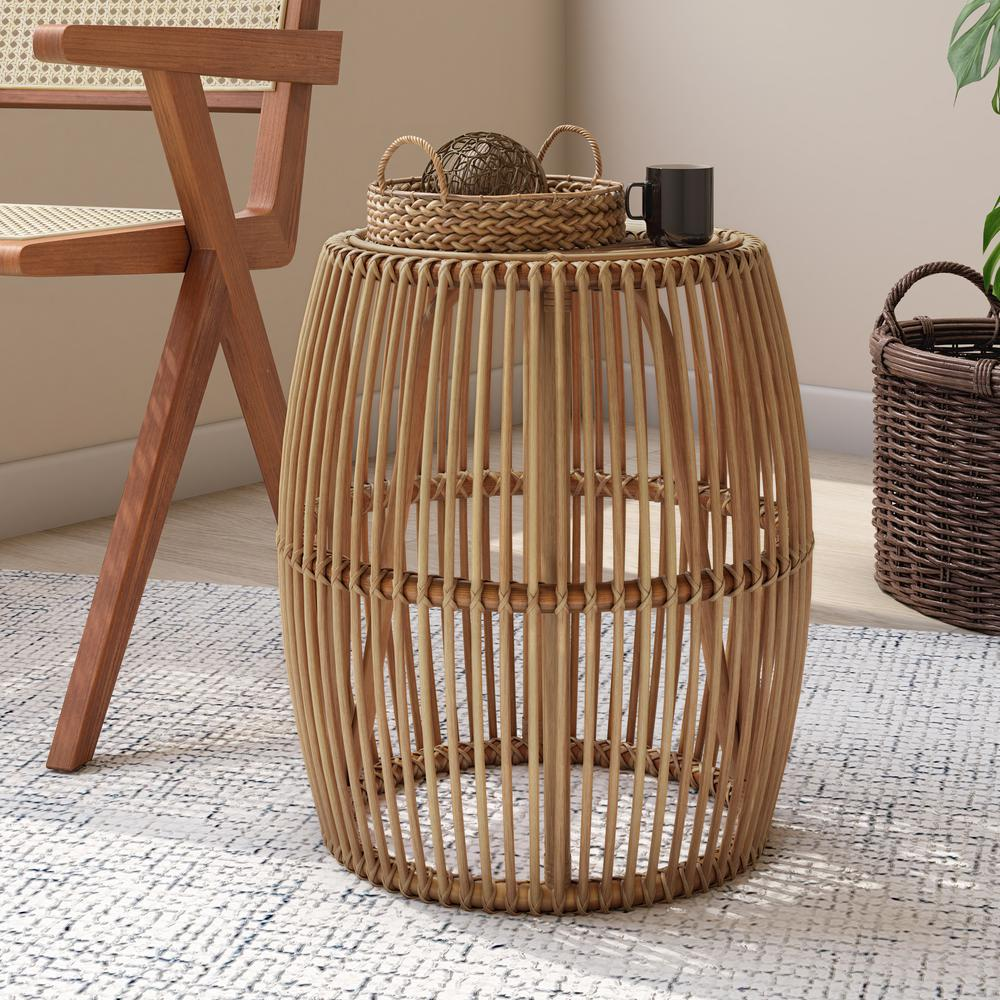 Keegan Round Rattan End Table