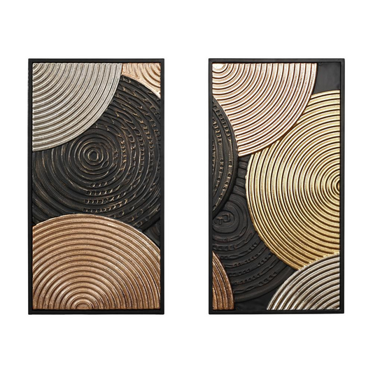 2-Pc Earth Tone Circles Abstract Rectangular Metal Wall Decor Set