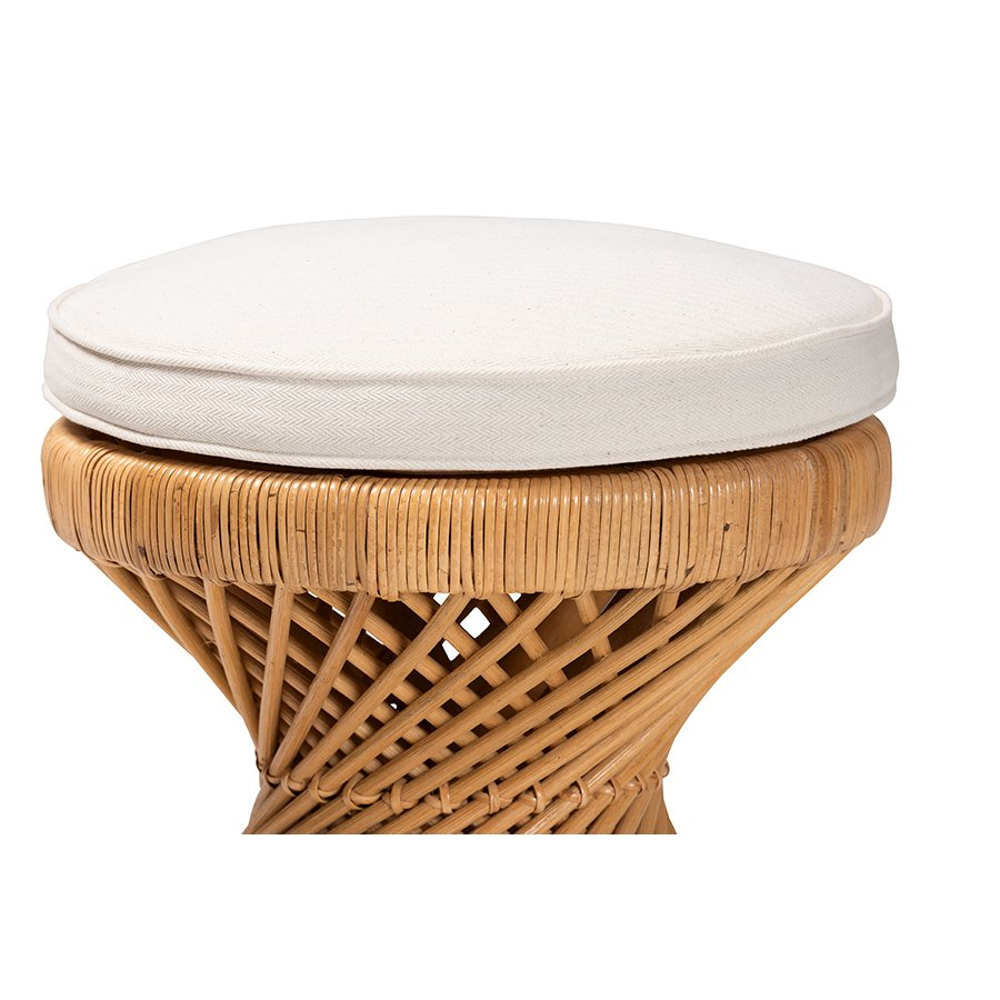 Borneo Bohemian Light Honey Rattan Footstool