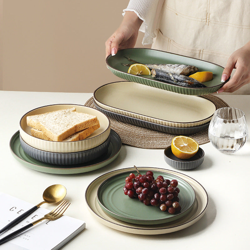 Wind Simple Bowl And Plate Combination Tableware And Tableware