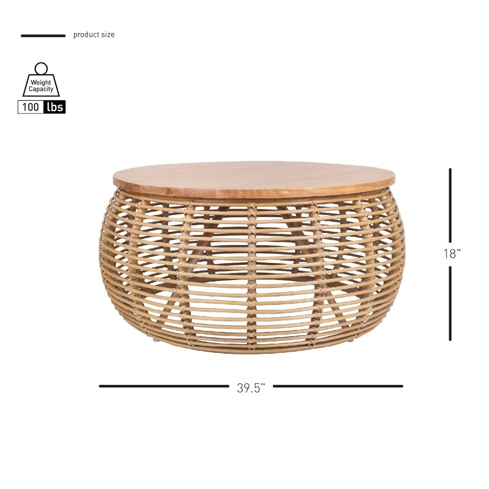 Iris Rattan Round Coffee Table