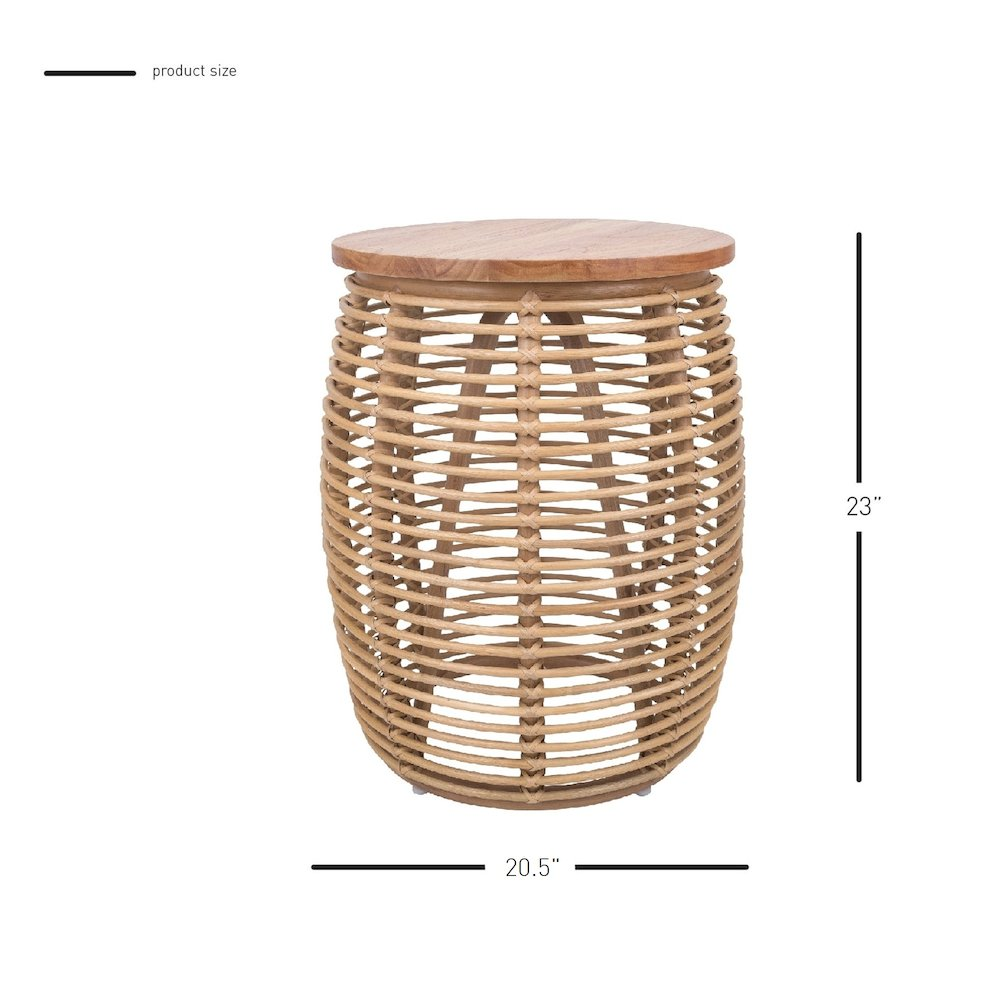 Iris Round Rattan End Table