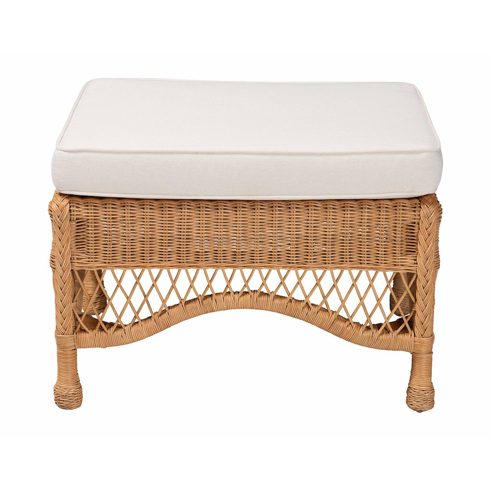 Brooklyn Bohemian Light Honey Braided Rattan Ottoman Stool