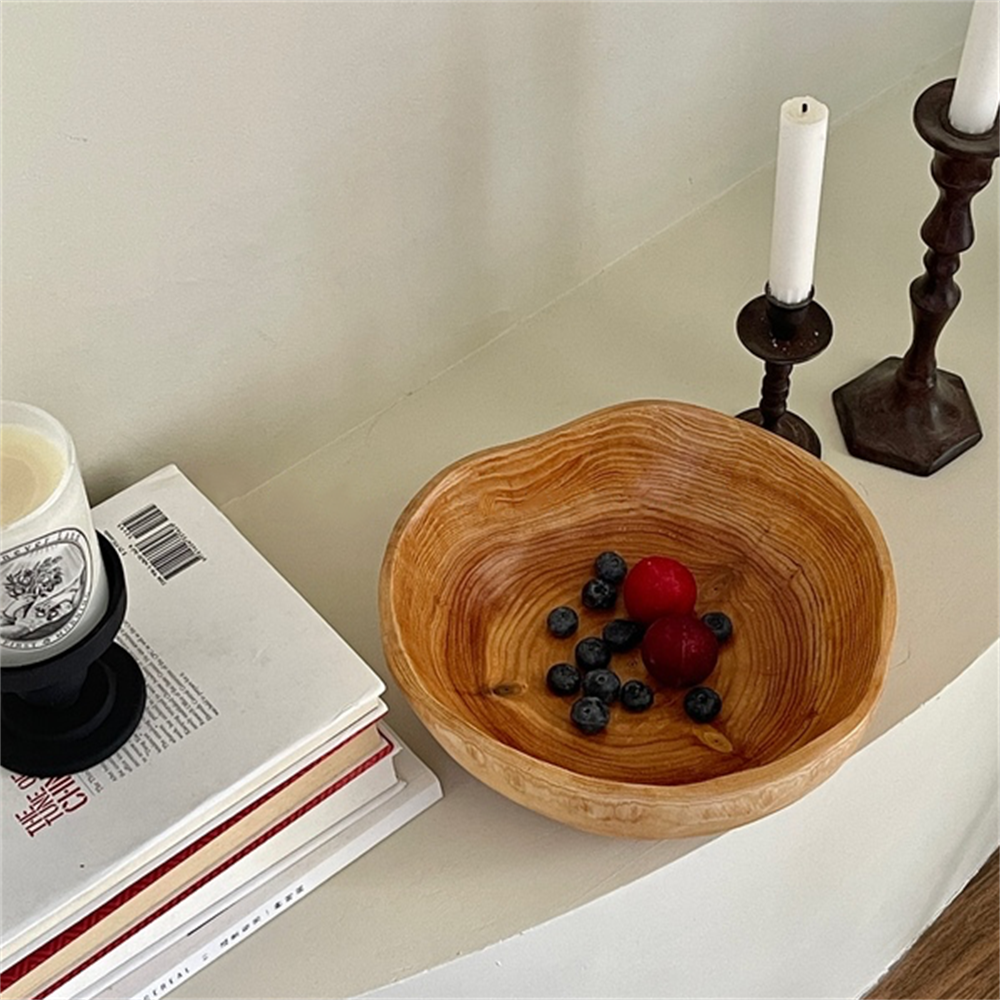 Solid Wood Fruit Plate Log Tableware