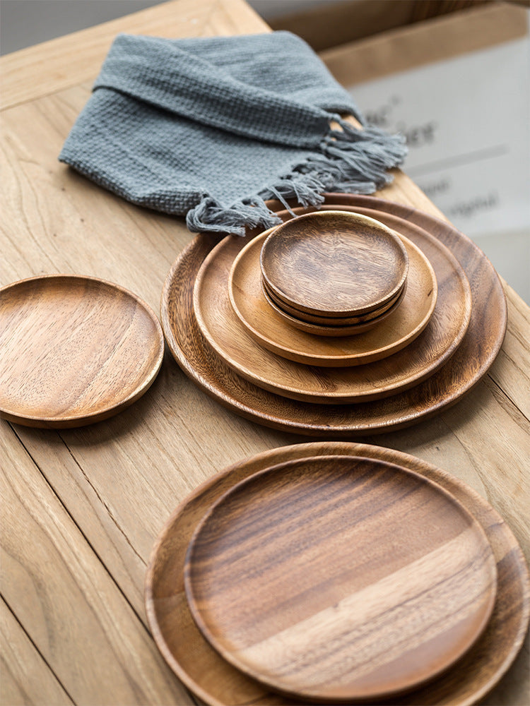 Walnut Japanese Round Tableware Wood Dish