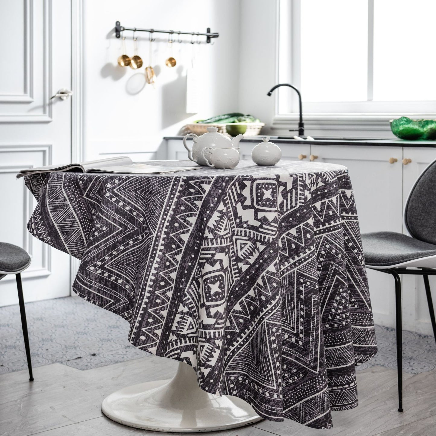 Tablecloth Green Pine Branch Printed Table Cloth Korean Napkin Cotton Linen Printed Coffee Table Cloth