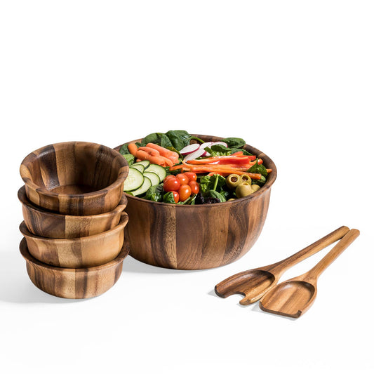 7 Pc - Large Salad Bowl with Servers & 4 Ind - 335B-7