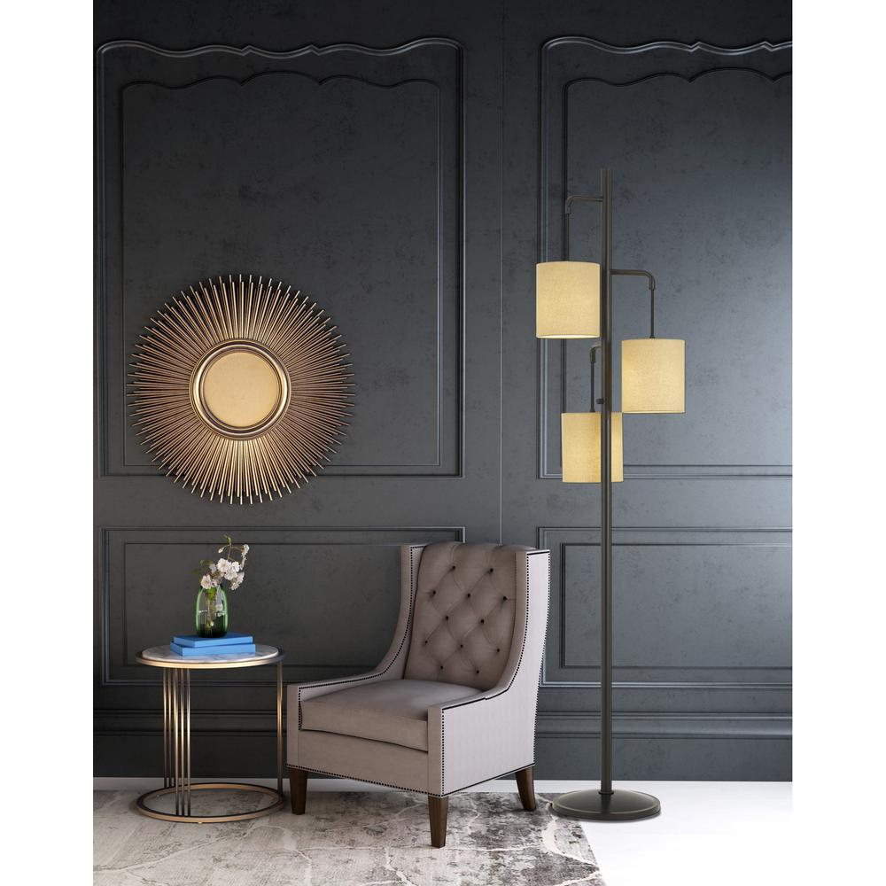 60W X 3 Kirkwall Metallantern Floor Lamp With Fabric Shade