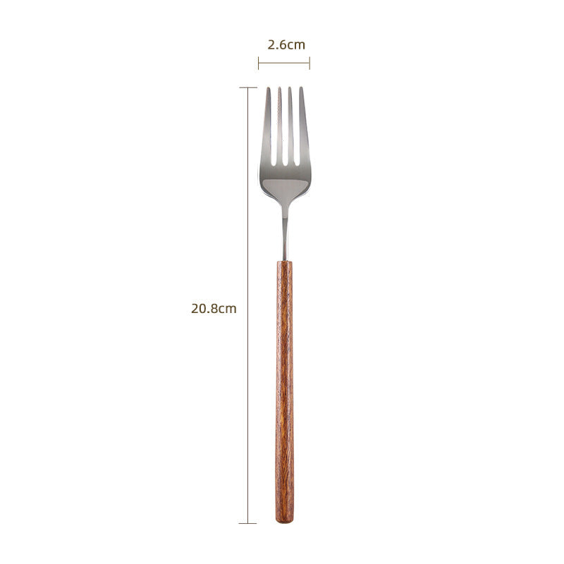 Stainless Steel Western Tableware Retro Rosewood Wooden Handle Knife, Fork And Spoon