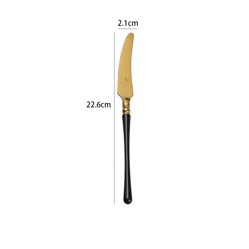 Stainless Steel 304 Knife, Fork And Spoon Tableware Black Gold