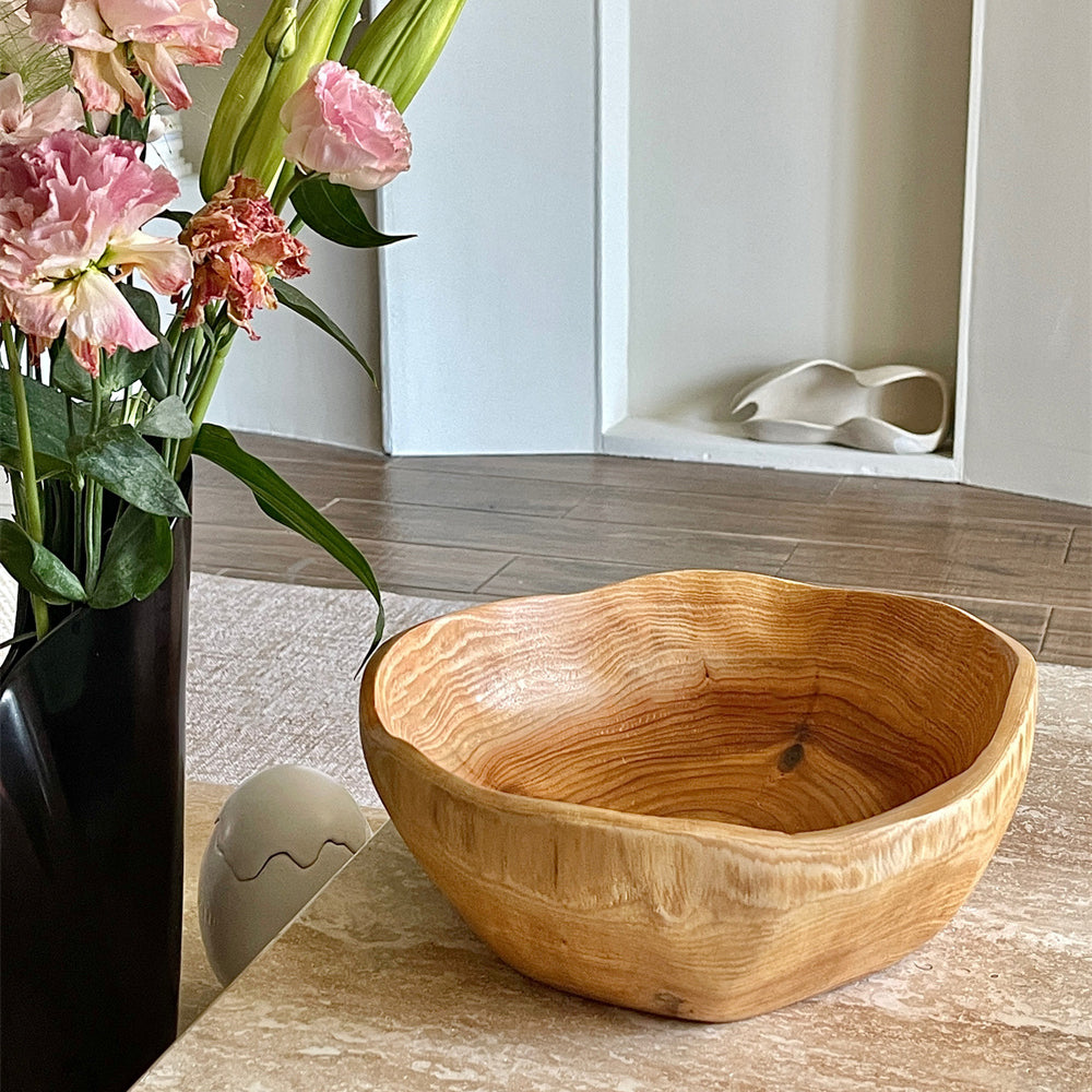 Solid Wood Fruit Plate Log Tableware