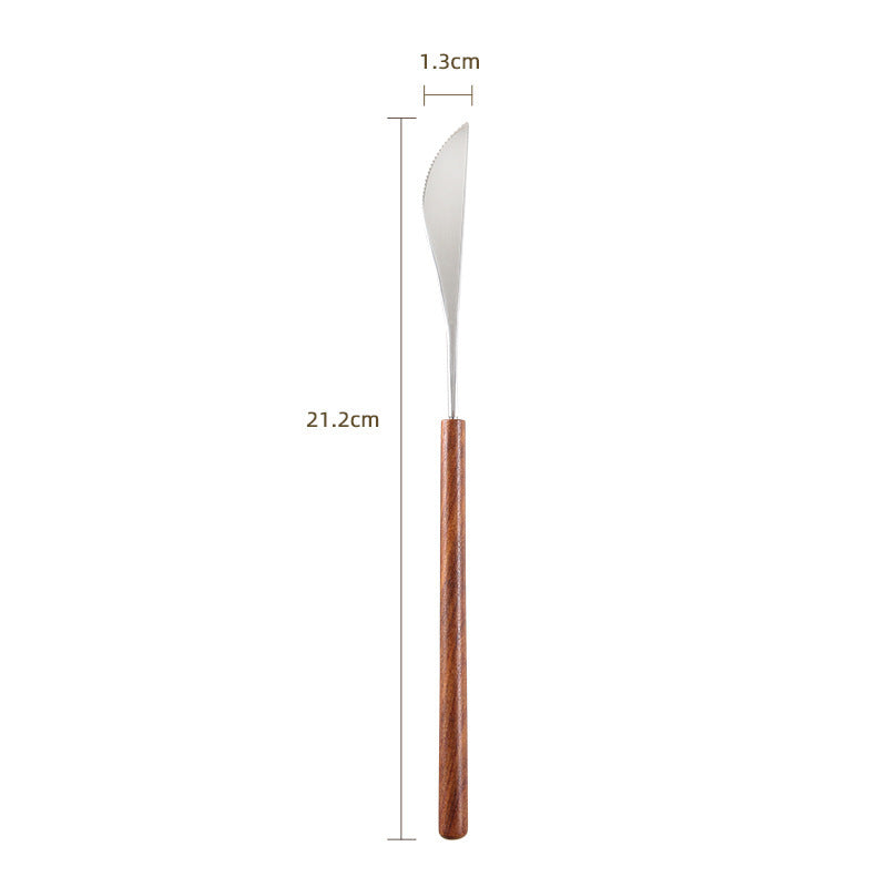 Stainless Steel Western Tableware Retro Rosewood Wooden Handle Knife, Fork And Spoon