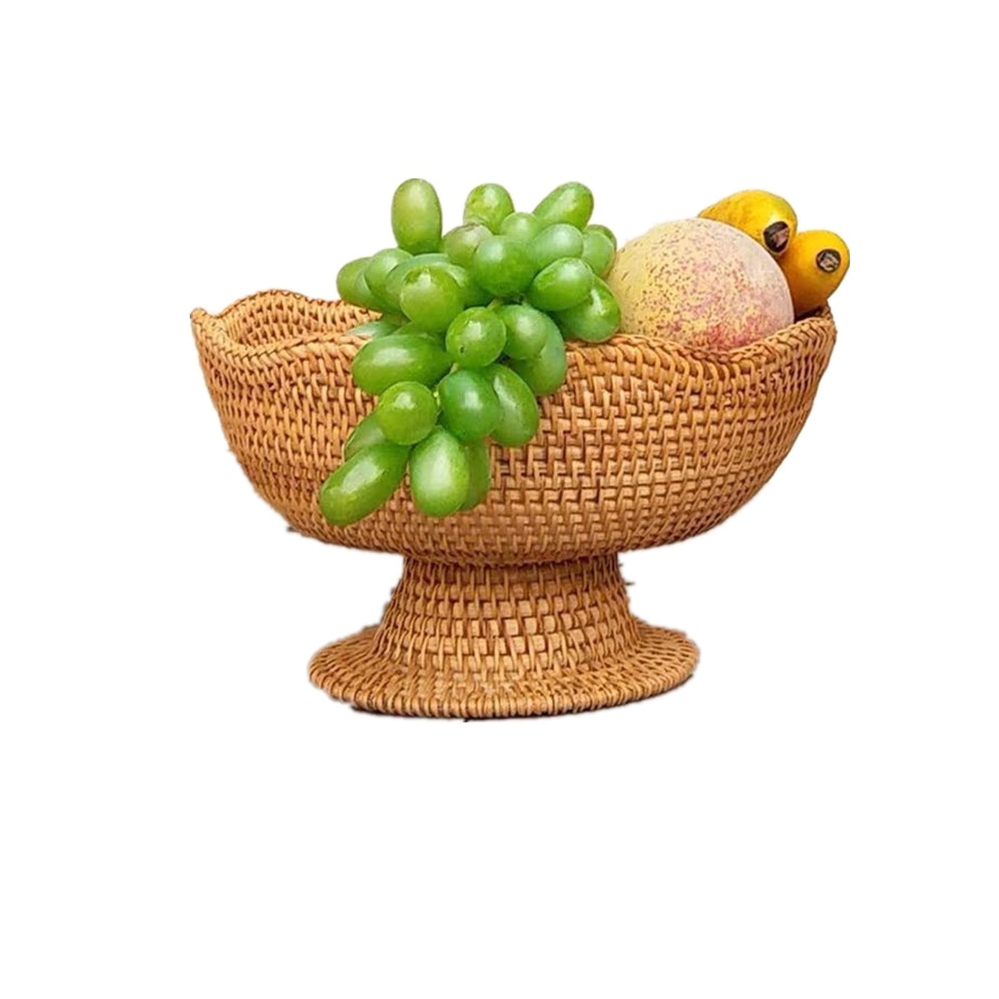 Handmade Rattan Weave High Leg Three-piece Set Fruit Basket