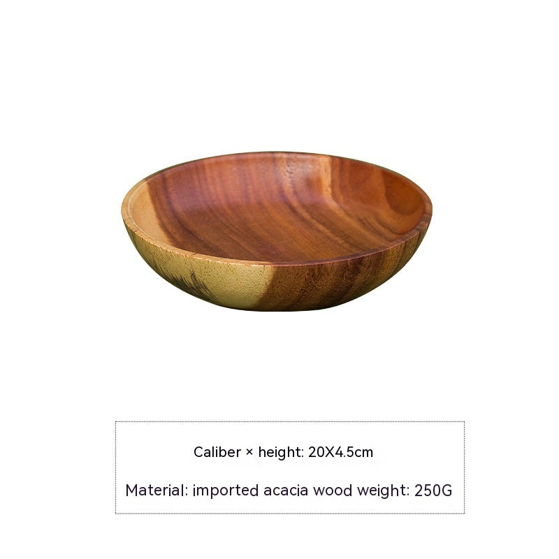 Household Round Solid Wood Plate