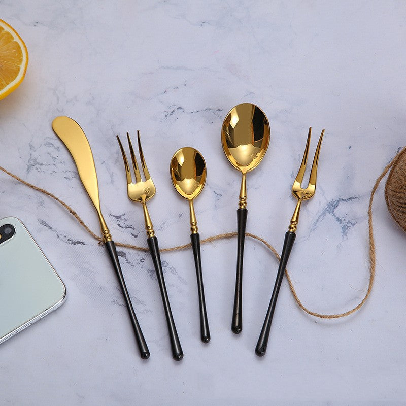 Stainless Steel 304 Knife, Fork And Spoon Tableware Black Gold