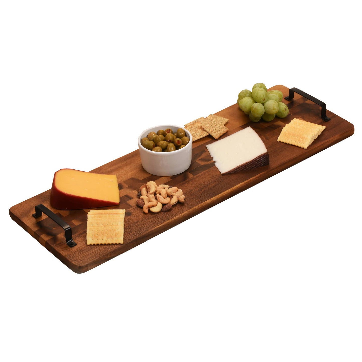 Wood Tray w/ Metal Handle - Long