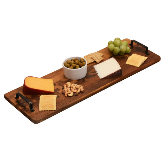 Wood Tray w/ Metal Handle - Long