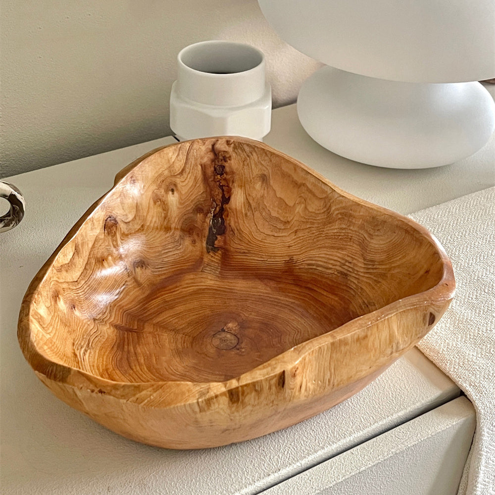 Solid Wood Fruit Plate Log Tableware