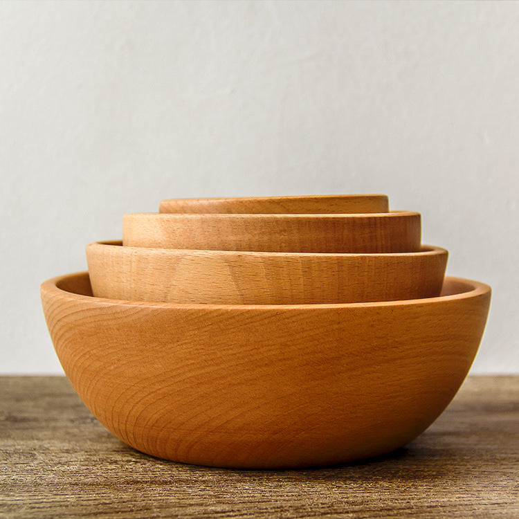 Stylish Salad Fruit Serving Wooden Soup Bowl Tableware