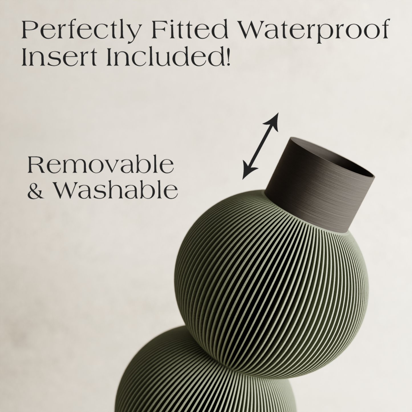 BUBBLE Vase: Triple Bubble / Muted Green / Waterproof Insert